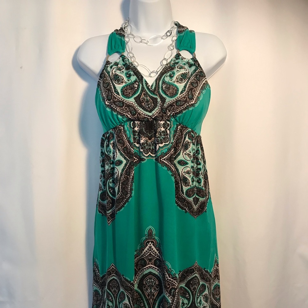 INC beautiful summertime green and paisley dress.